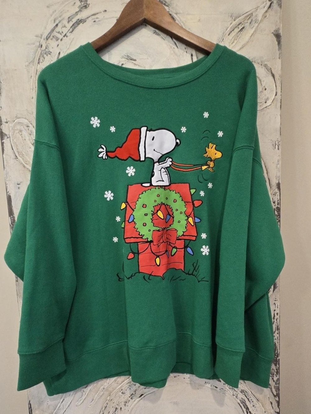 Peanuts Green Snoopy & Woodstock Holiday Crewneck Sweater